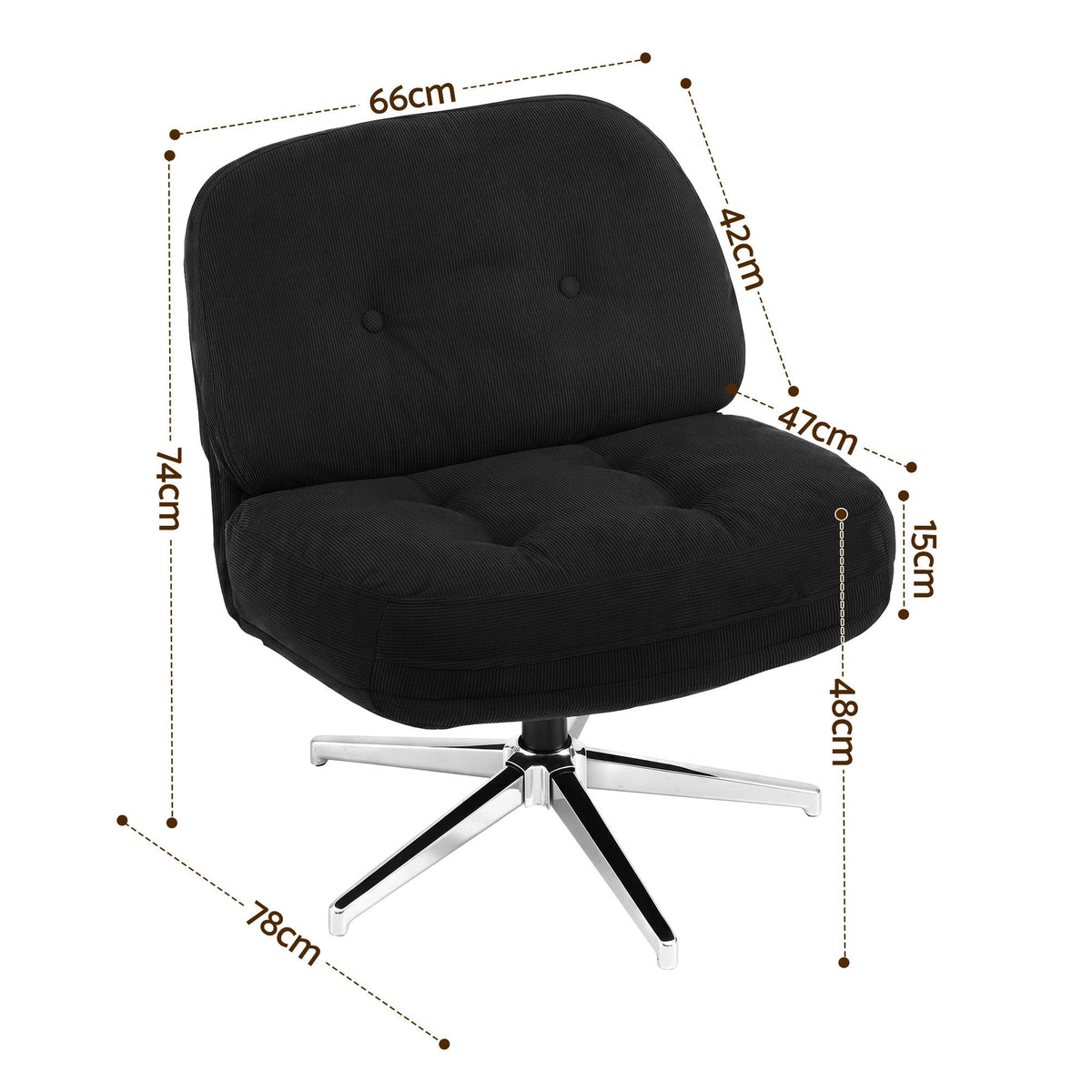 TWSC Swivel Chair Nursing Armchair Lounge Corduroy Steel Star Base Black