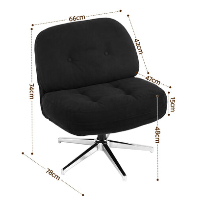 TWSC Swivel Chair Nursing Armchair Lounge Corduroy Steel Star Base Black