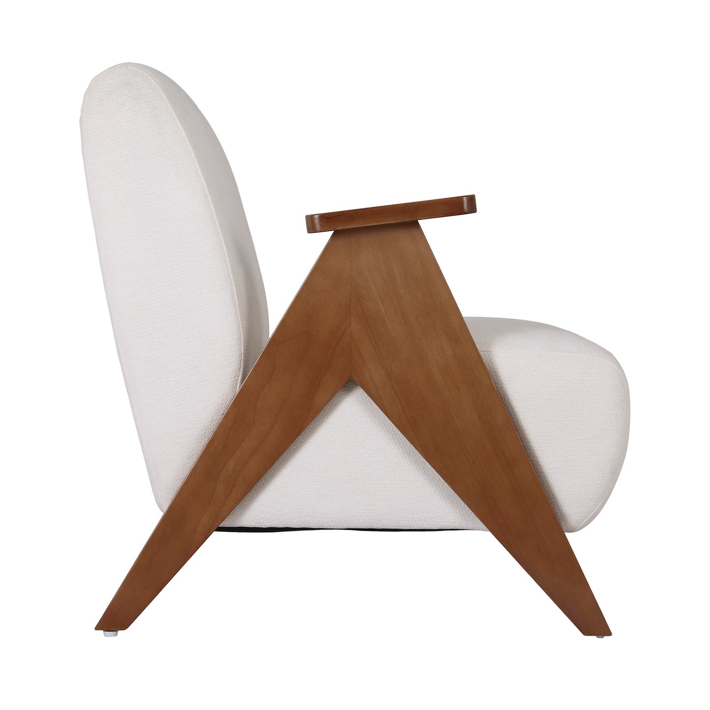 TWSC Armchair Accent Chair Sturdy Upholstered Solid Wood Chenille Fabric White