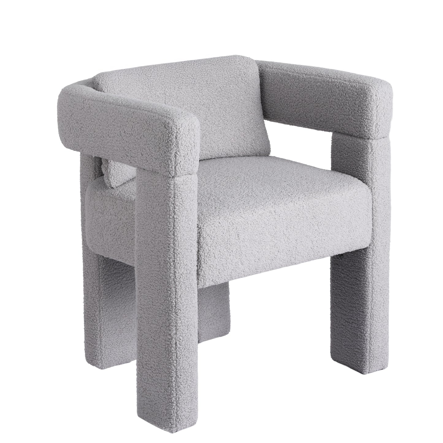 Armchair Accent Chair – Boucle Fabric, Grey