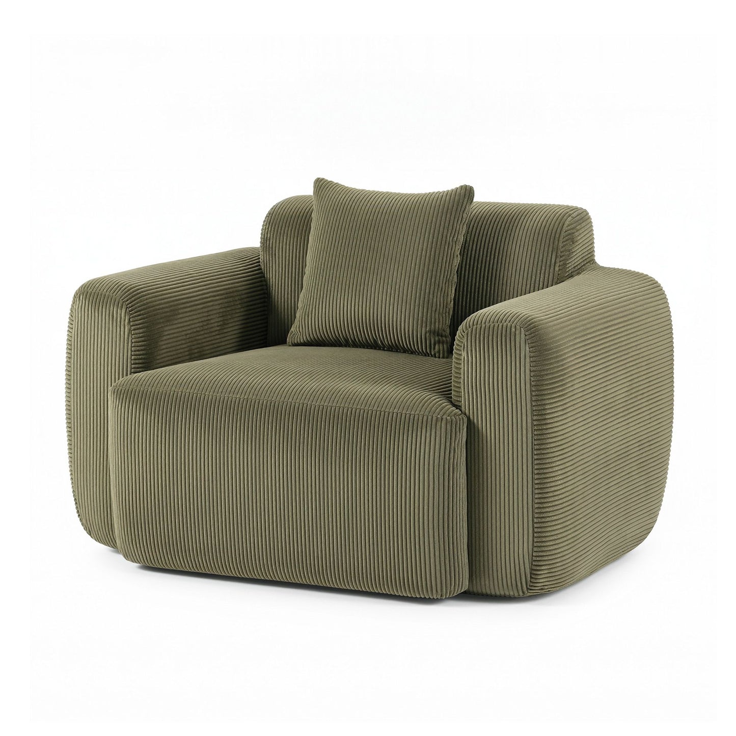 TWSC Compressed Armchair Sofa with Cushion Corduroy No Assembly Green