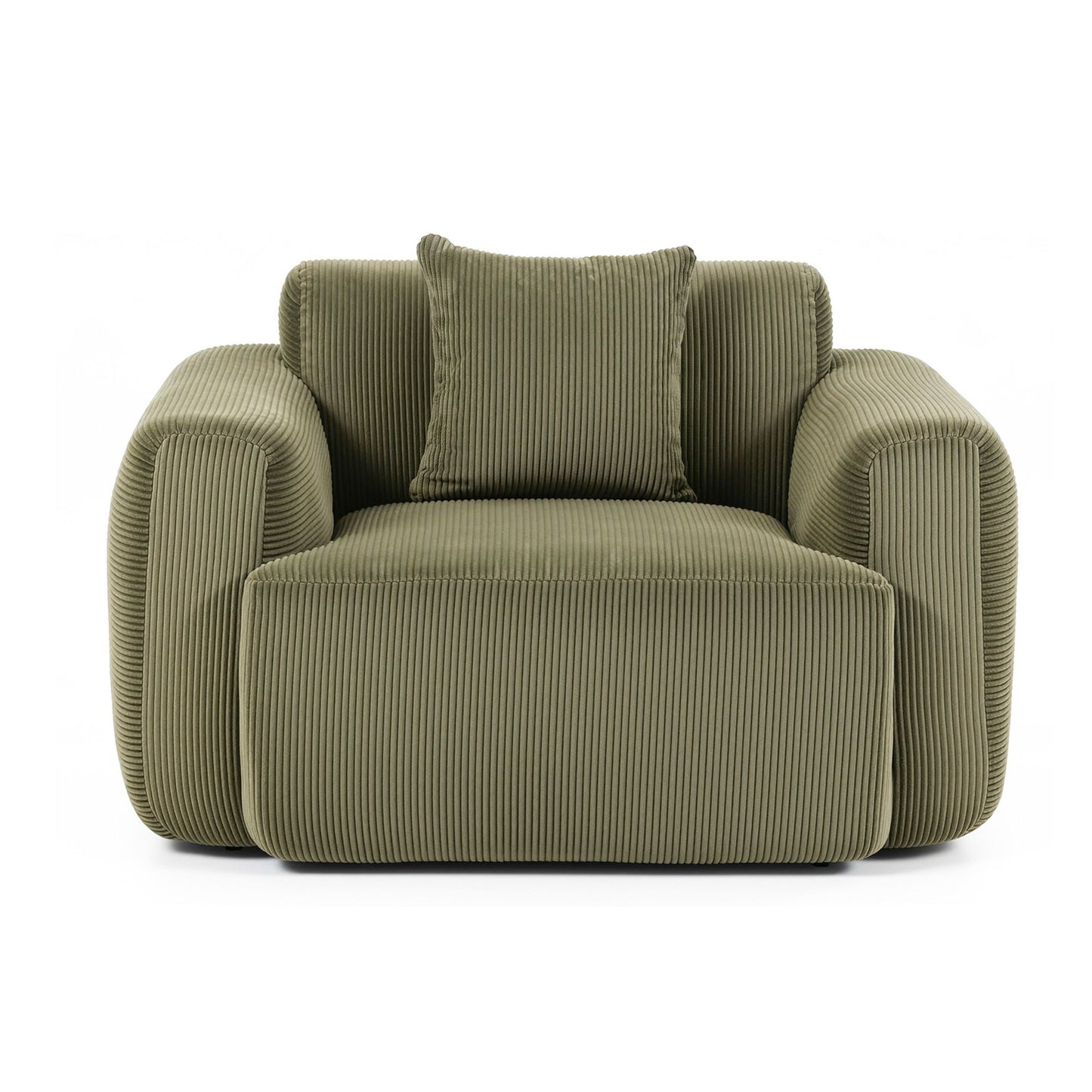 TWSC Compressed Armchair Sofa with Cushion Corduroy No Assembly Green
