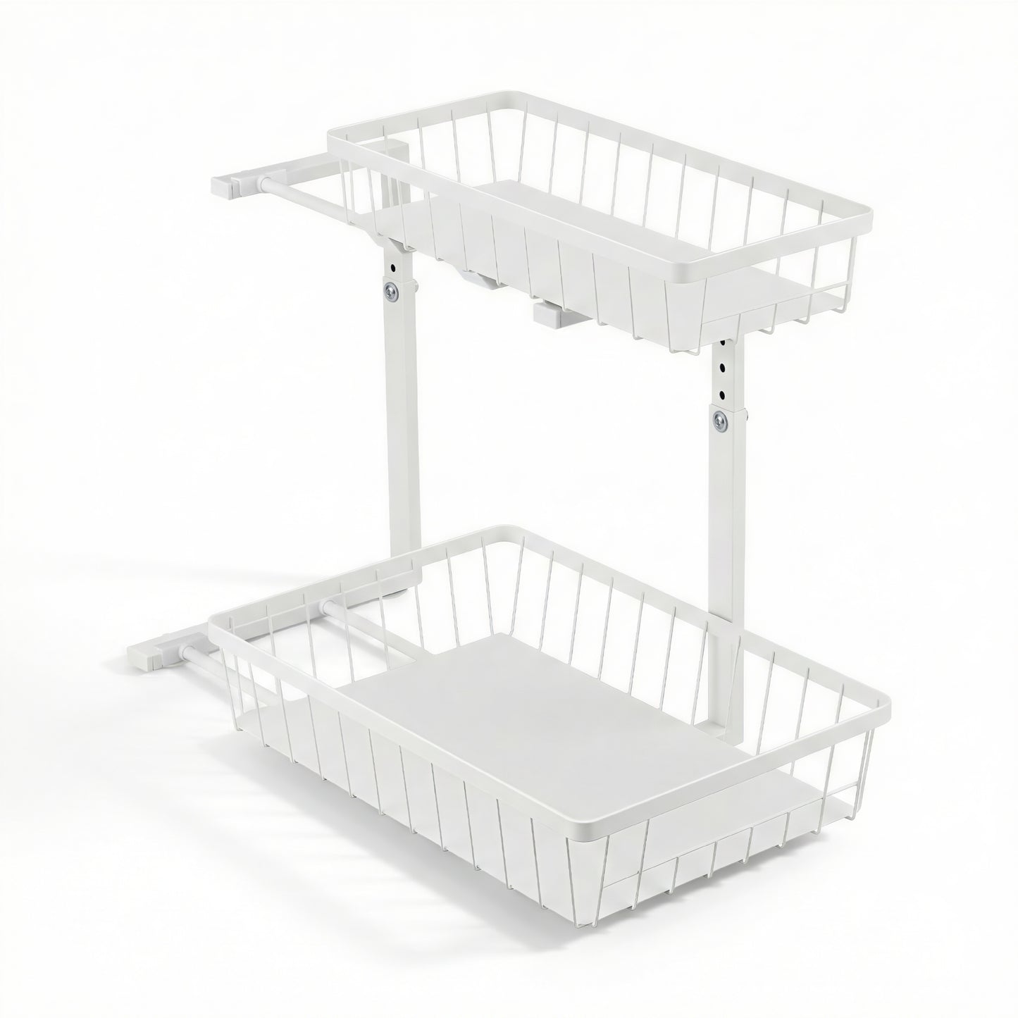Under Sink Organizer with 2 Slide-Out Drawers – Adjustable Height, White Steel