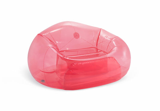 Inflatable Transparent Pink Beanless Bag – Lightweight and Compact