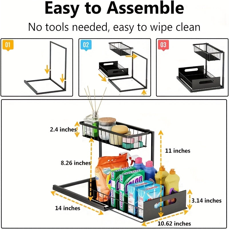 Heavy-Duty Metal Frame Storage Shelf – Honeycomb Grid, Non-Slip Suction Cups, Black