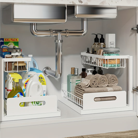 Heavy-Duty Metal Frame Storage Shelf – Honeycomb Grid, Non-Slip Suction Cups, White