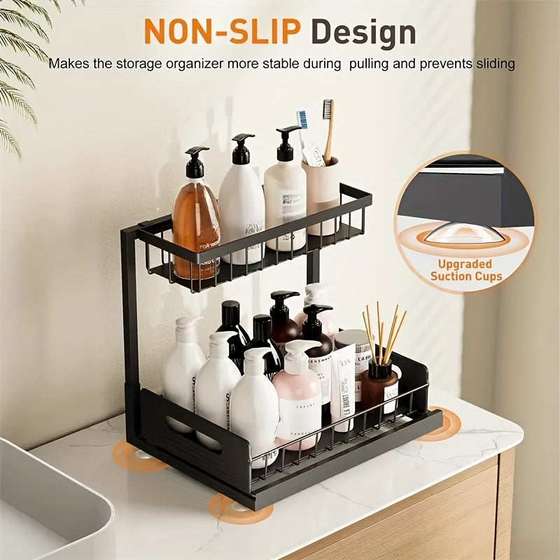 Heavy-Duty Metal Frame Storage Shelf – Honeycomb Grid, Non-Slip Suction Cups, White