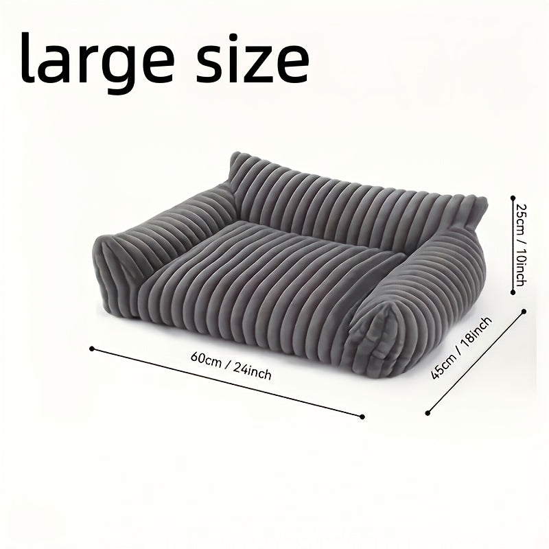 Grey Cat Sofa – Soft Plush Bed with Surround Support, Suitable for All Sizes