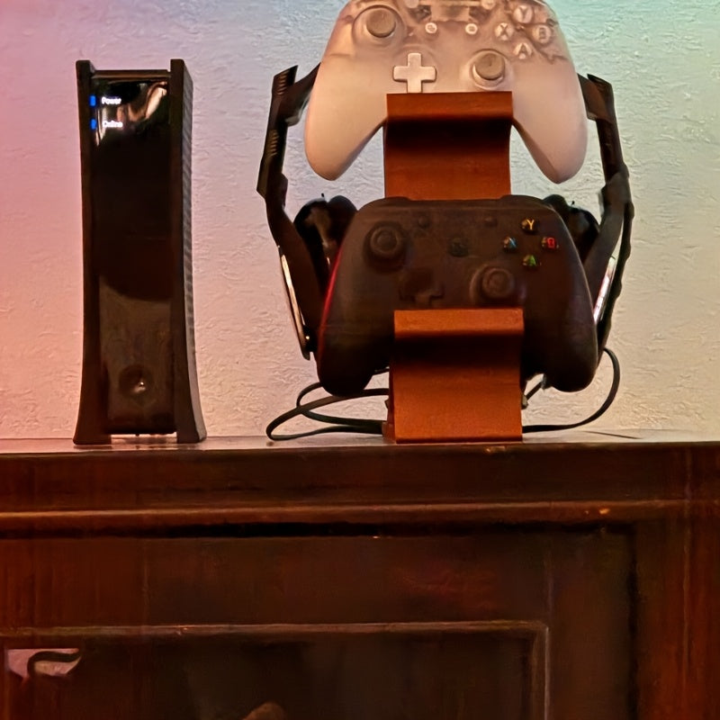 3-in-1 Controller Stand with Headphone Hanger – Black, Non-Charging Organizer for PS5 and Xbox