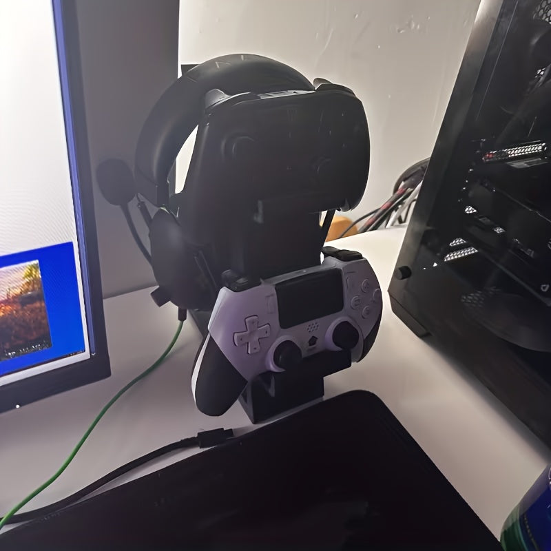 3-in-1 Controller and Headphone Stand – Non-Charging, White Gaming Organizer