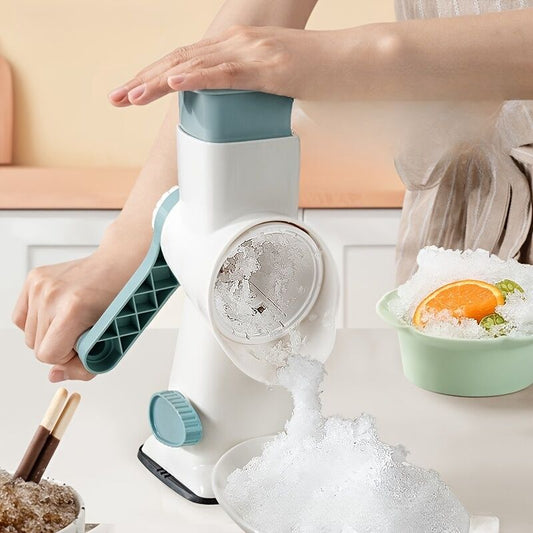 Hand-Crank Ice Crusher – Transparent Ice Box, Compact 23.5cm Design