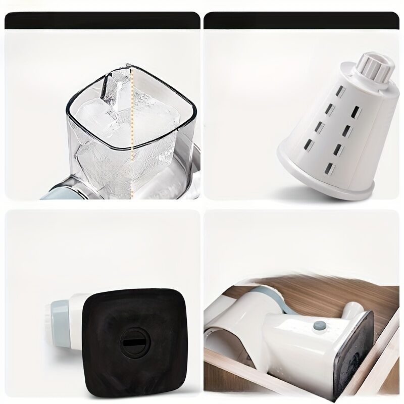 Hand-Crank Ice Crusher – Transparent Ice Box, Compact 23.5cm Design