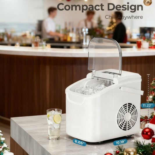 Desktop Ice Maker – Fast 6-Minute Ice, 26 lbs Capacity, Quiet & Energy-Saving White