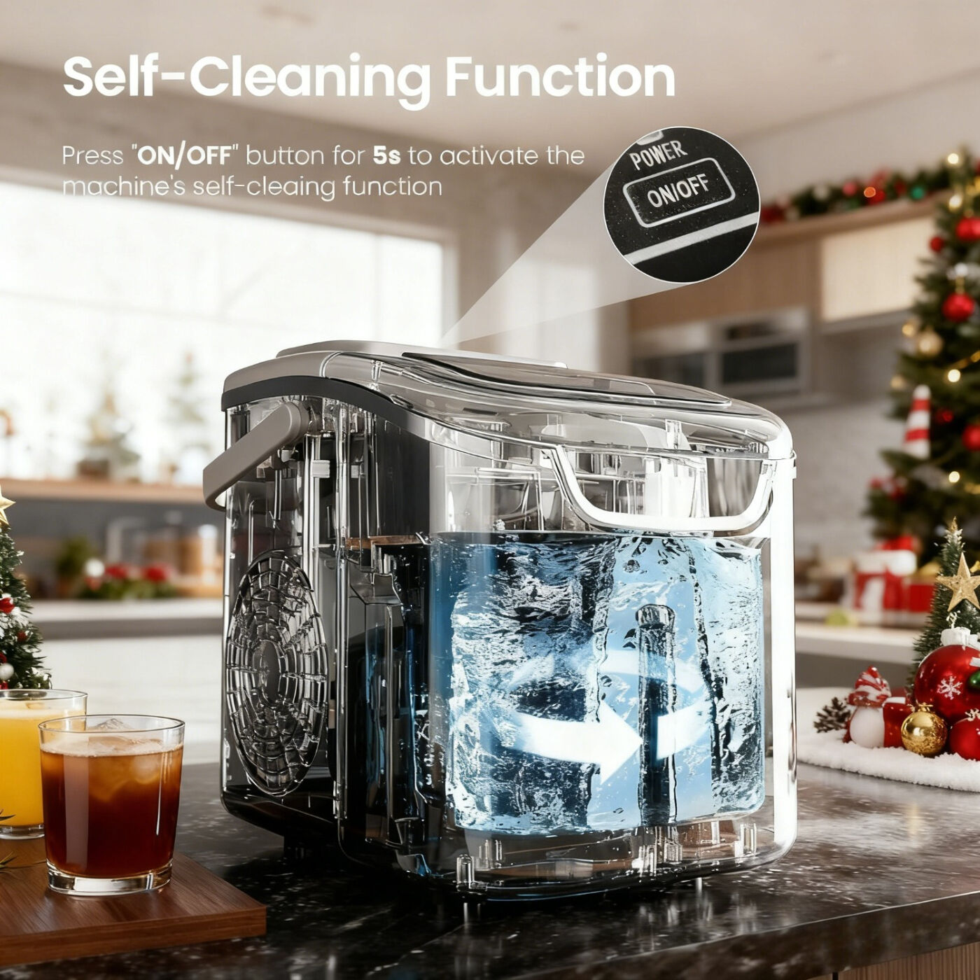 Desktop Ice Maker – Fast 6-Minute Ice, 26 lbs Capacity, Quiet Energy-Saving Design, Black