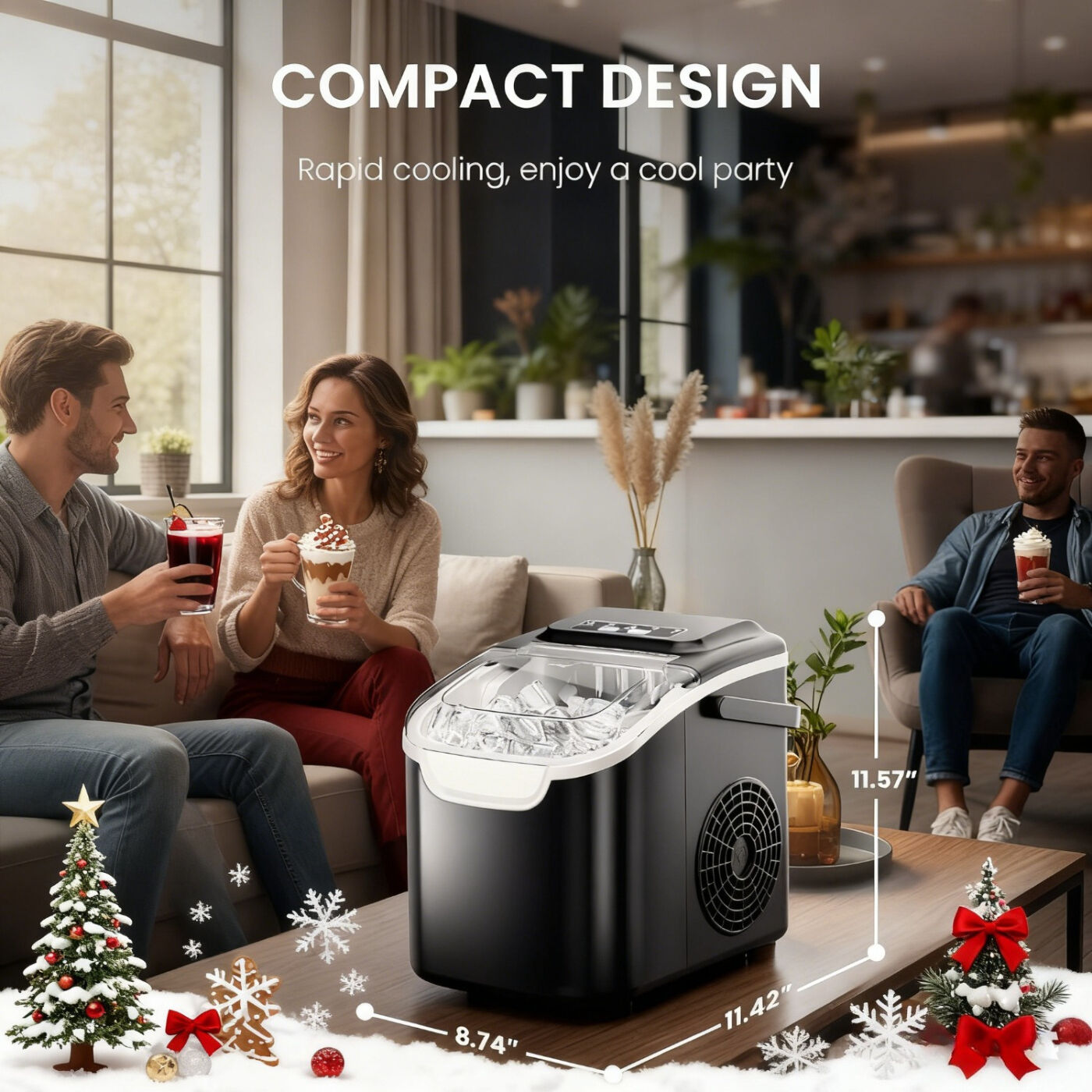 Desktop Ice Maker – Fast 6-Minute Ice, 26 lbs Capacity, Quiet Energy-Saving Design, Black