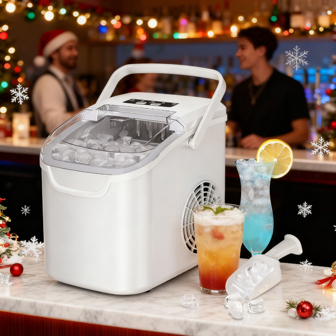 Desktop Ice Maker – Fast 6-Minute Ice, 26 lbs Capacity, Energy-Saving, Quiet Operation, Grey