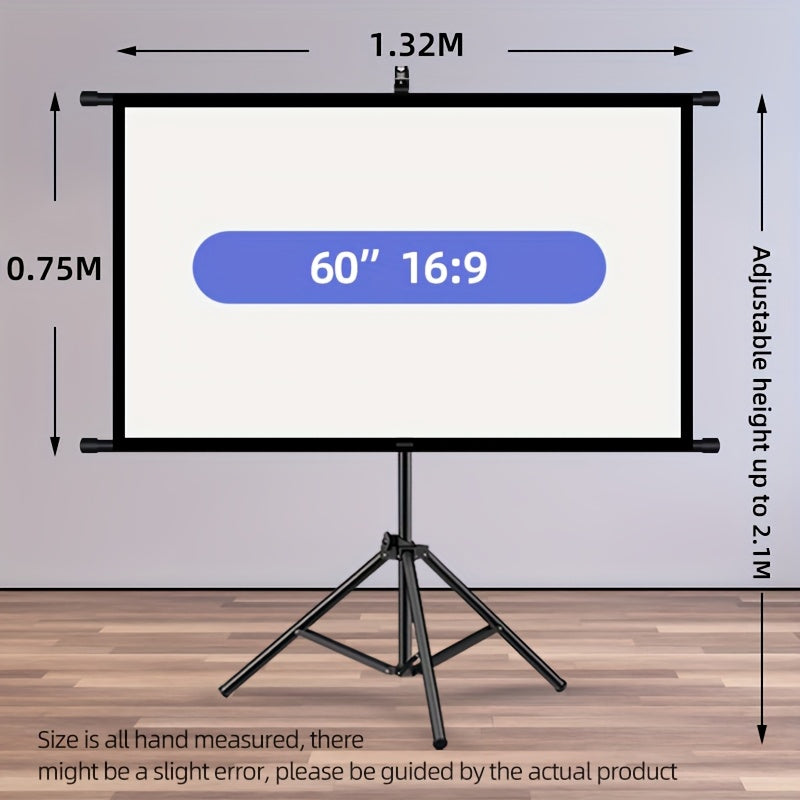Portable Projection Screen with Tripod Stand – 60in, 16:9 HD Polyester Fabric