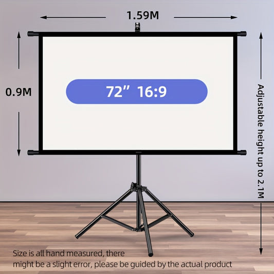 Portable Projection Screen with Tripod Stand – 72in 16:9 HD Polyester Fabric