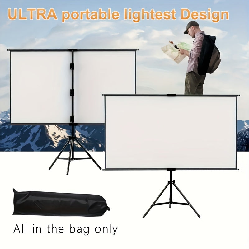 Portable Projection Screen with Tripod Stand – 72in 16:9 HD Polyester Fabric