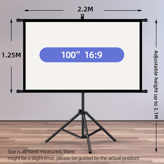 Portable Projection Screen with Tripod Stand – 100in 16:9 HD Polyester Fabric
