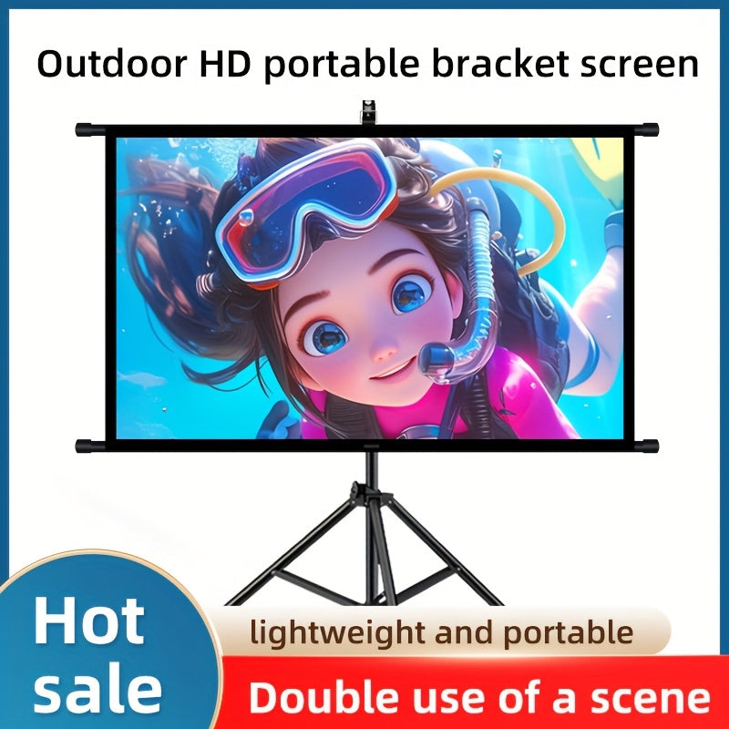 Portable Projection Screen with Tripod Stand – 100in 16:9 HD Polyester Fabric