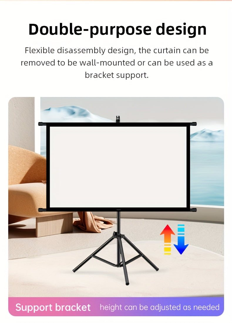 Portable Projection Screen with Tripod Stand – 100in 16:9 HD Polyester Fabric