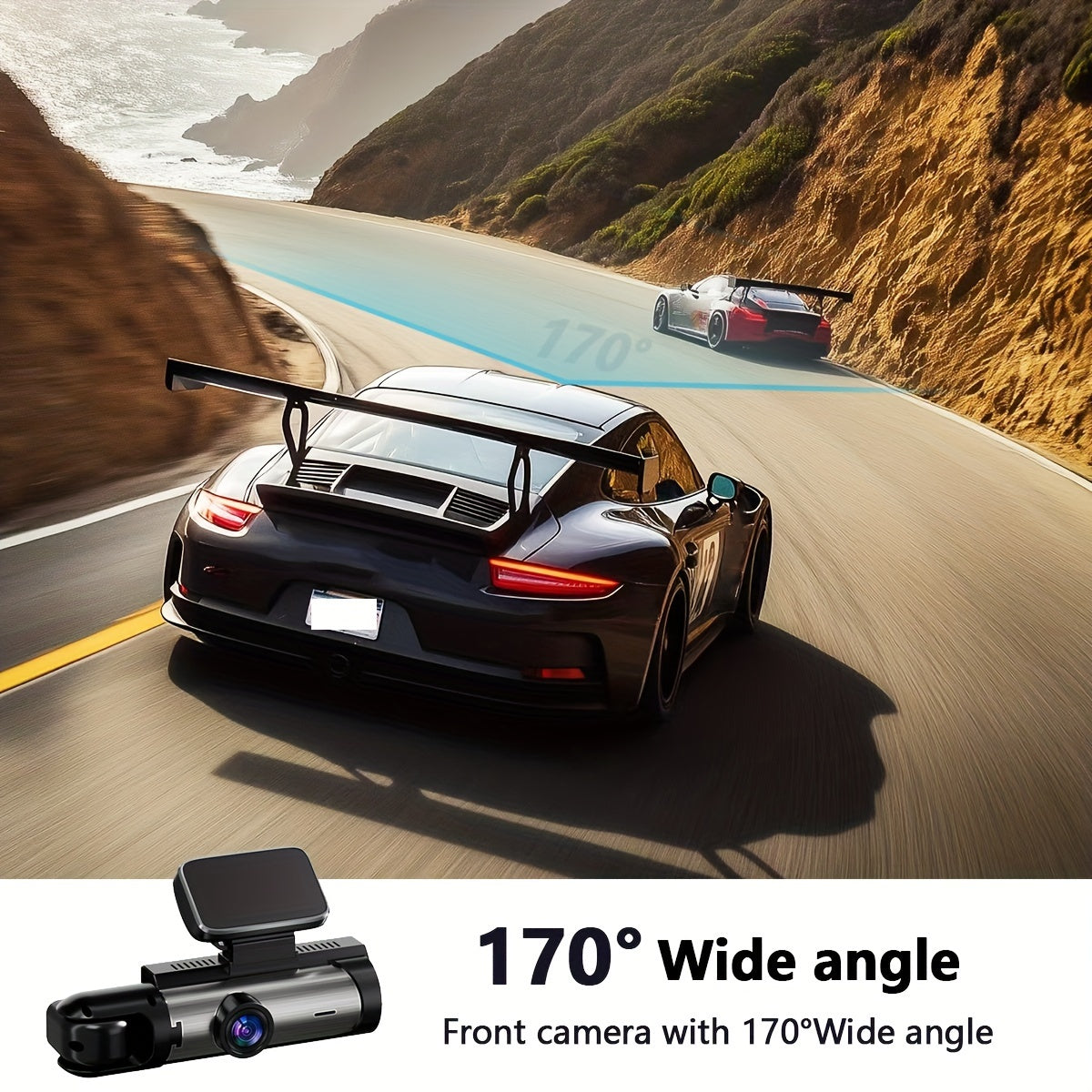 Triple Lens Dash Cam – 1080P HD, 32GB Storage, 170° Panoramic Coverage