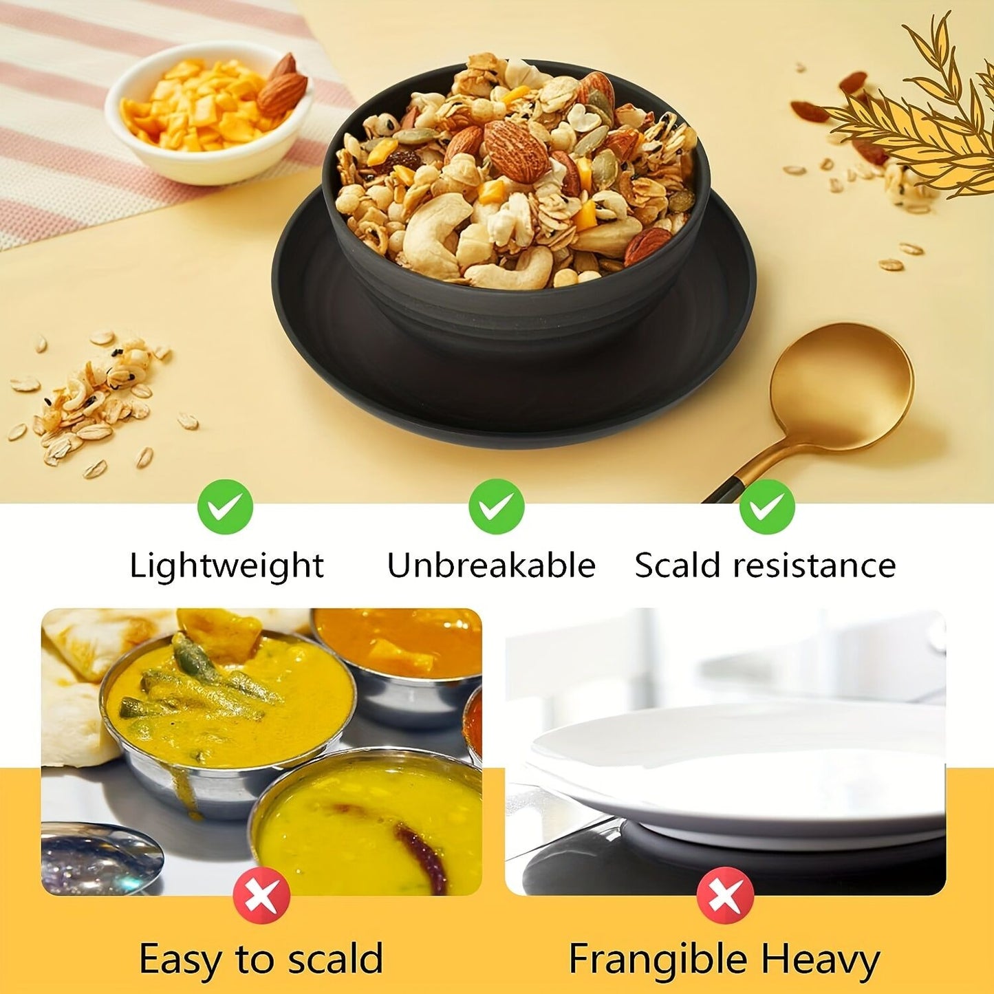 Wheat Straw Dinnerware – Stackable Design, Natural Texture
