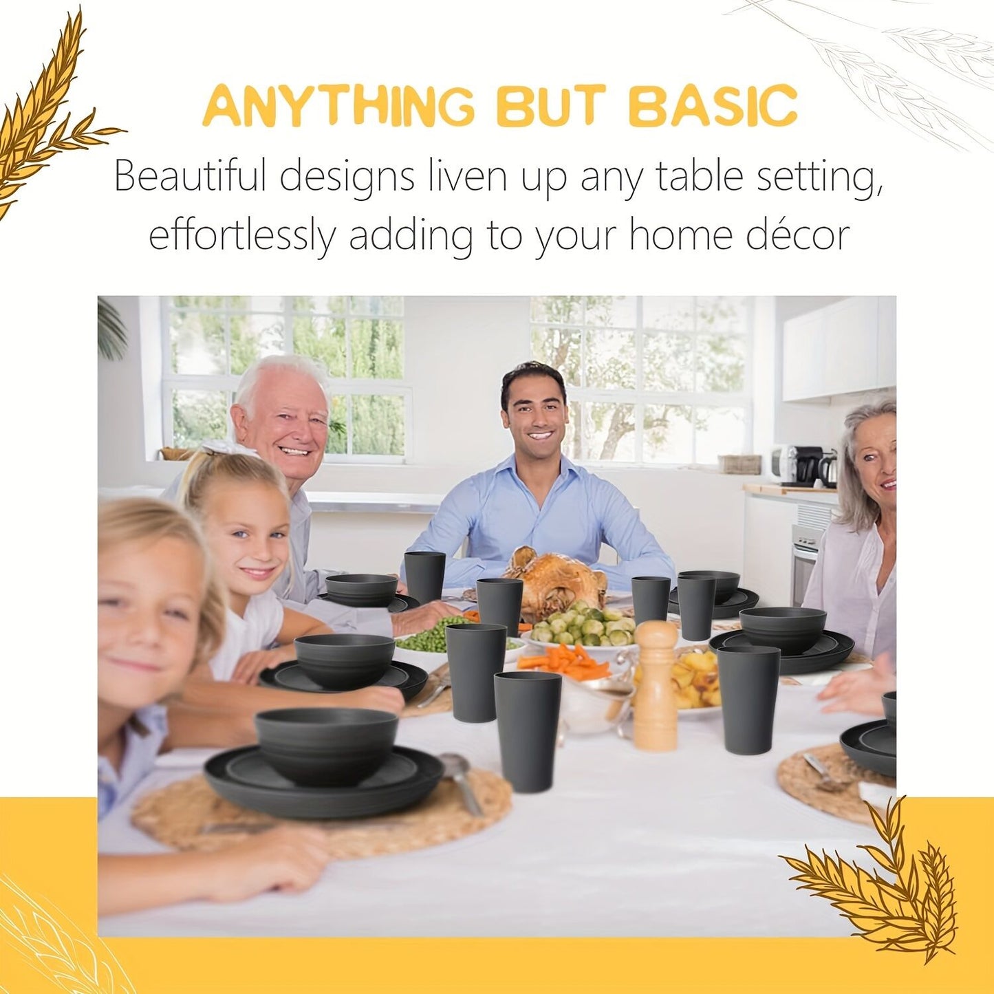 Wheat Straw Dinnerware – Stackable Design, Natural Texture