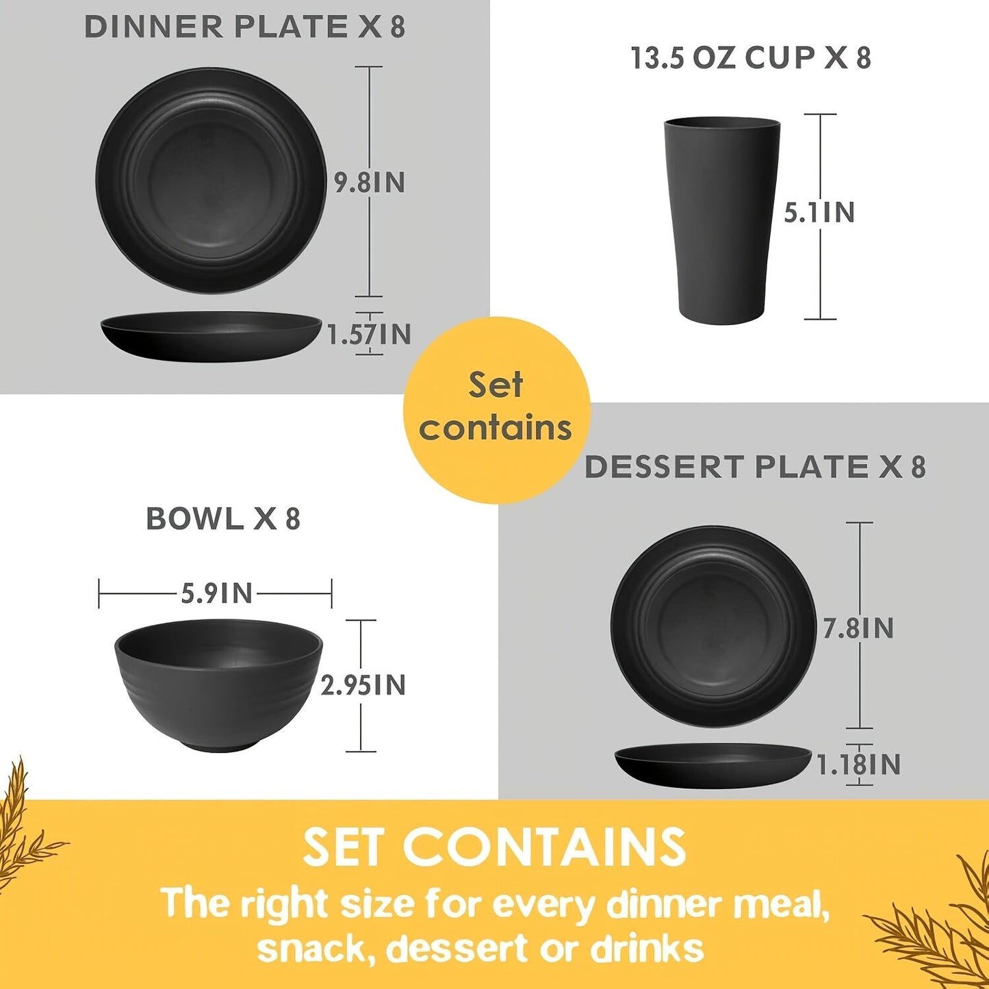 Wheat Straw Dinnerware – Stackable Design, Natural Texture
