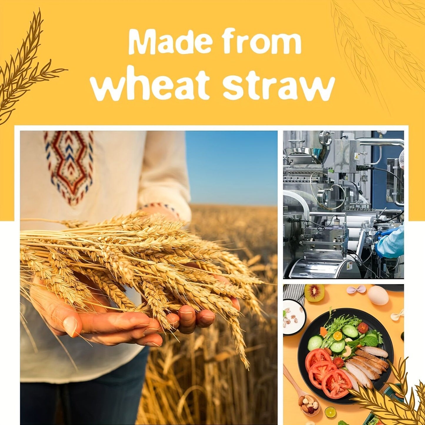 Wheat Straw Dinnerware – Stackable Design, Natural Texture