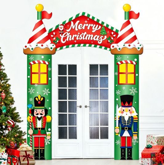 Christmas Decoration 2D Flat Banner Merry Christmas Archway Front Porch Decor - 06 - Size 190-250CM