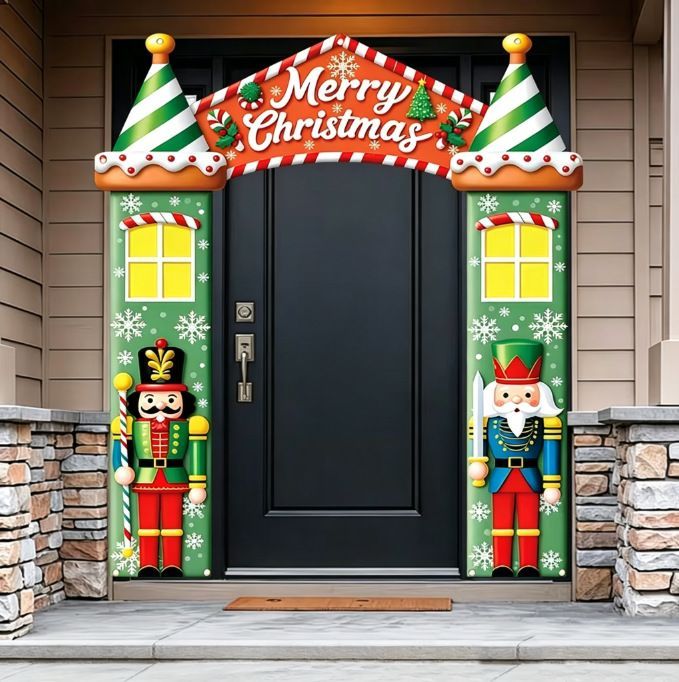 Christmas Decoration 2D Flat Banner Merry Christmas Archway Front Porch Decor - 06 - Size 190-250CM