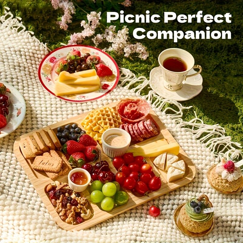 Cheese Tray with Transparent Acrylic Lid – Portable Deli Platter with Snap-On Lid and Cutting Board Back