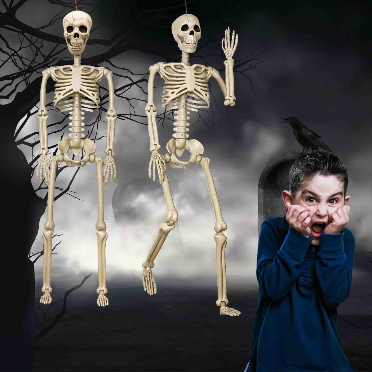 Halloween Skeleton 36-Inch Skeleton Poseable Skeleton Halloween Decorations - White - Size 1 Pcs