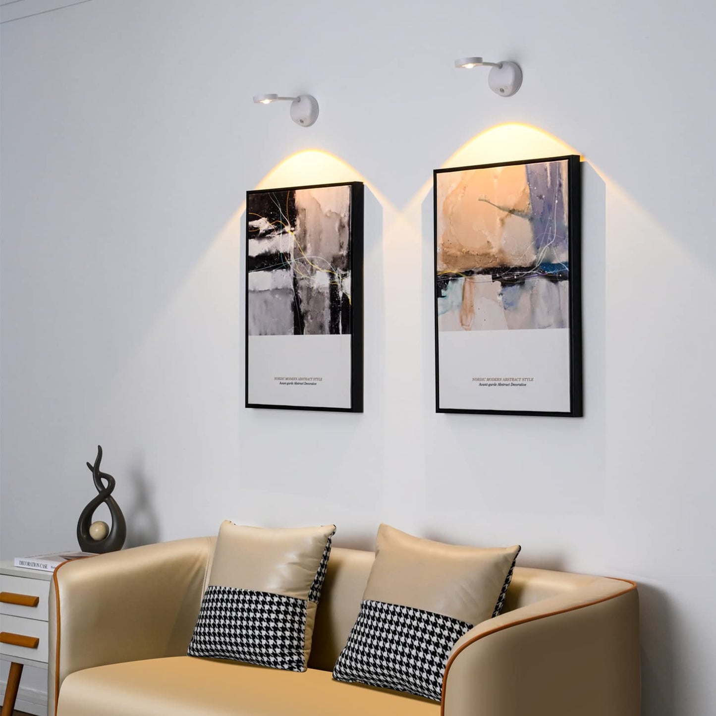3-Pack Rechargeable LED Wall Spotlight – Wireless Motion Sensor, Dimmable, Adjustable Head, White