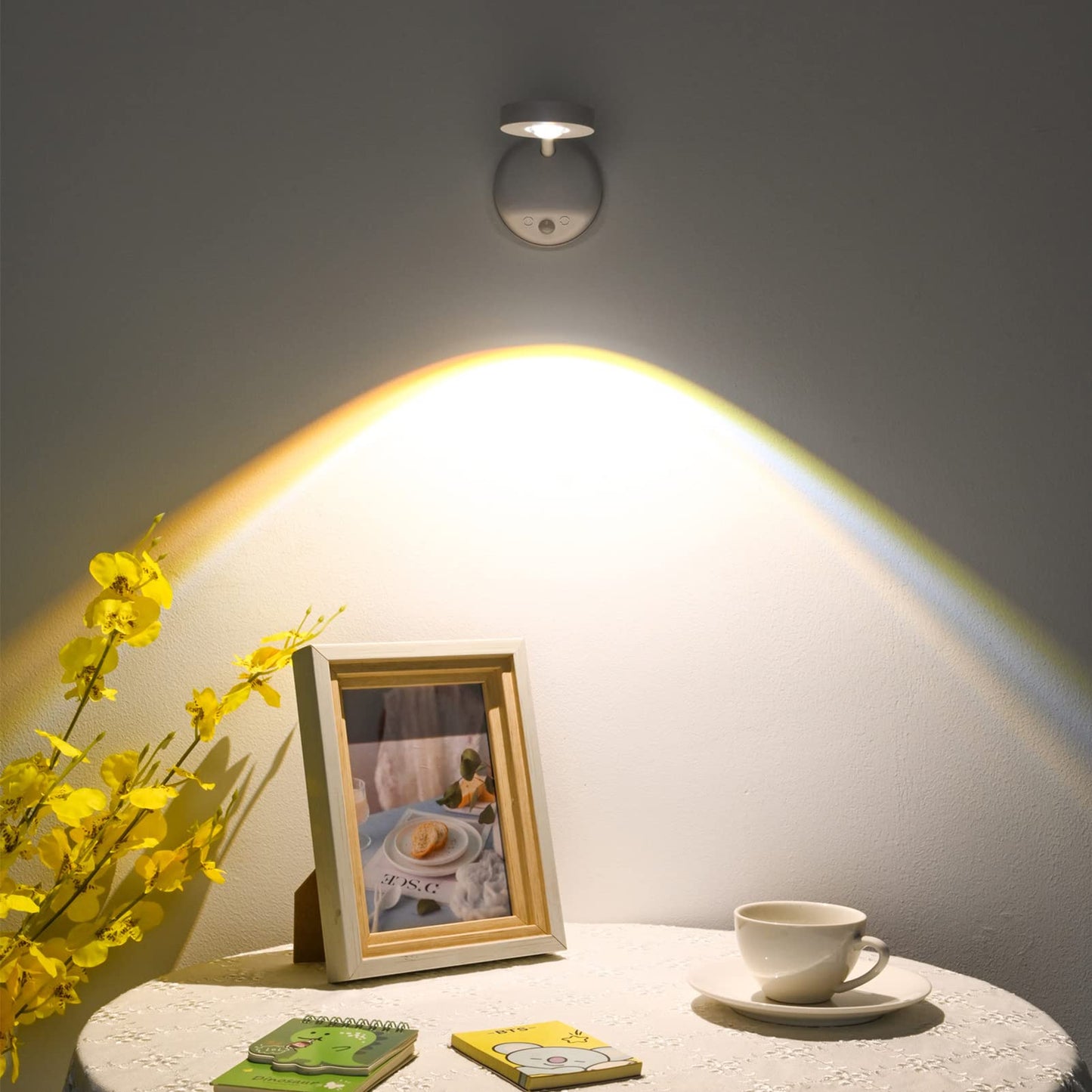 3-Pack Rechargeable LED Wall Spotlight – Wireless Motion Sensor, Dimmable, Adjustable Head, White