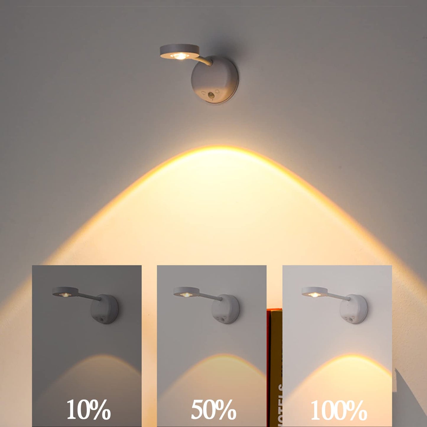 Rechargeable LED Wall Spotlight – Wireless Motion Sensor, Remote, 3 Color Temperatures, White