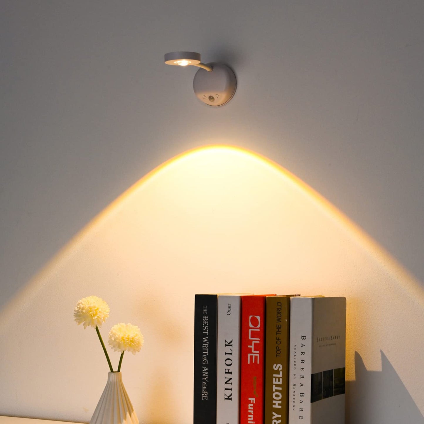 Rechargeable LED Wall Spotlight – Wireless Motion Sensor, Remote, 3 Color Temperatures, White