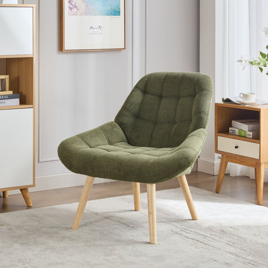 Nordic Tufted Wingback Accent Chair Olive Green Fabric