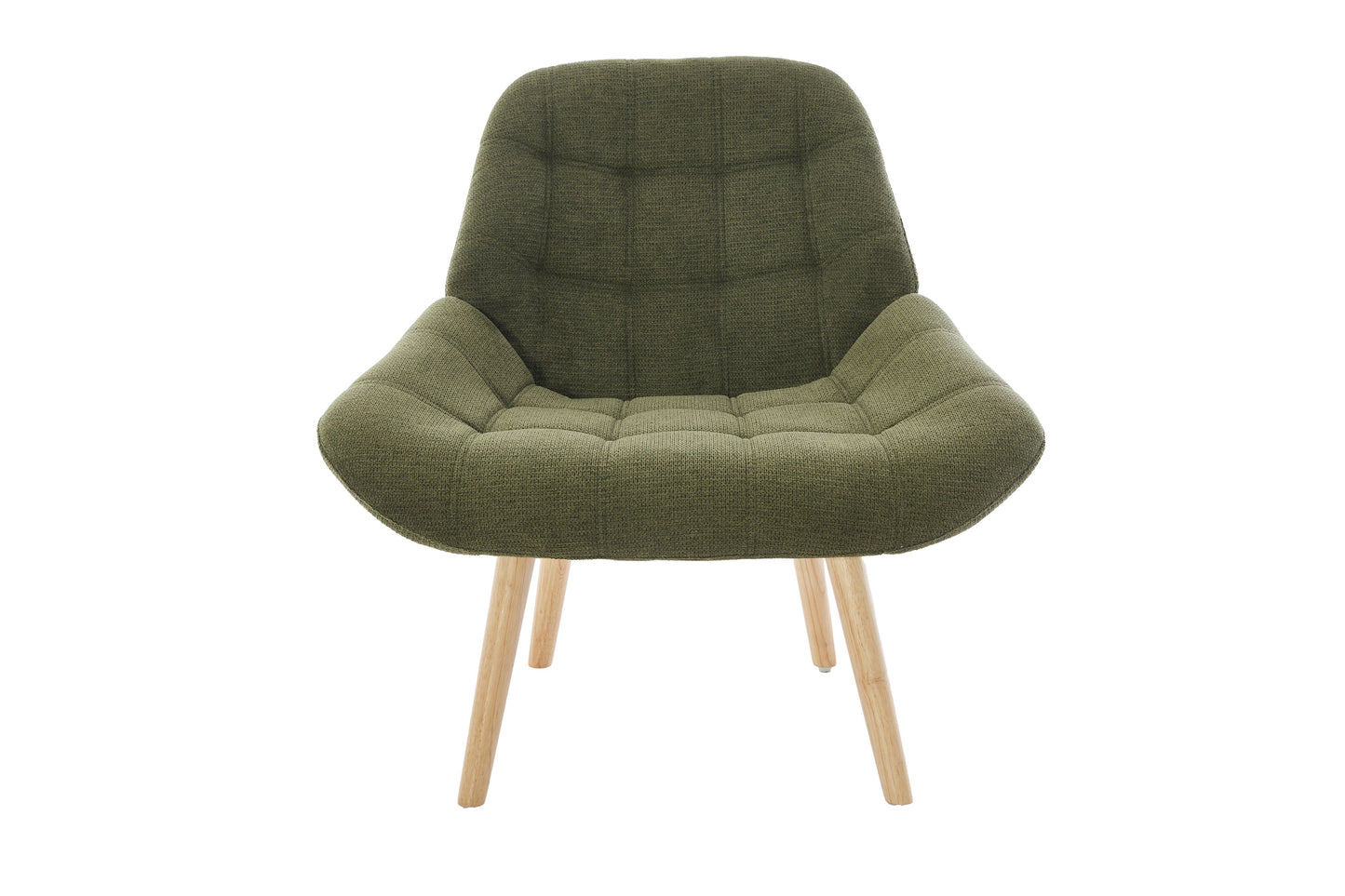 Nordic Tufted Wingback Accent Chair Olive Green Fabric