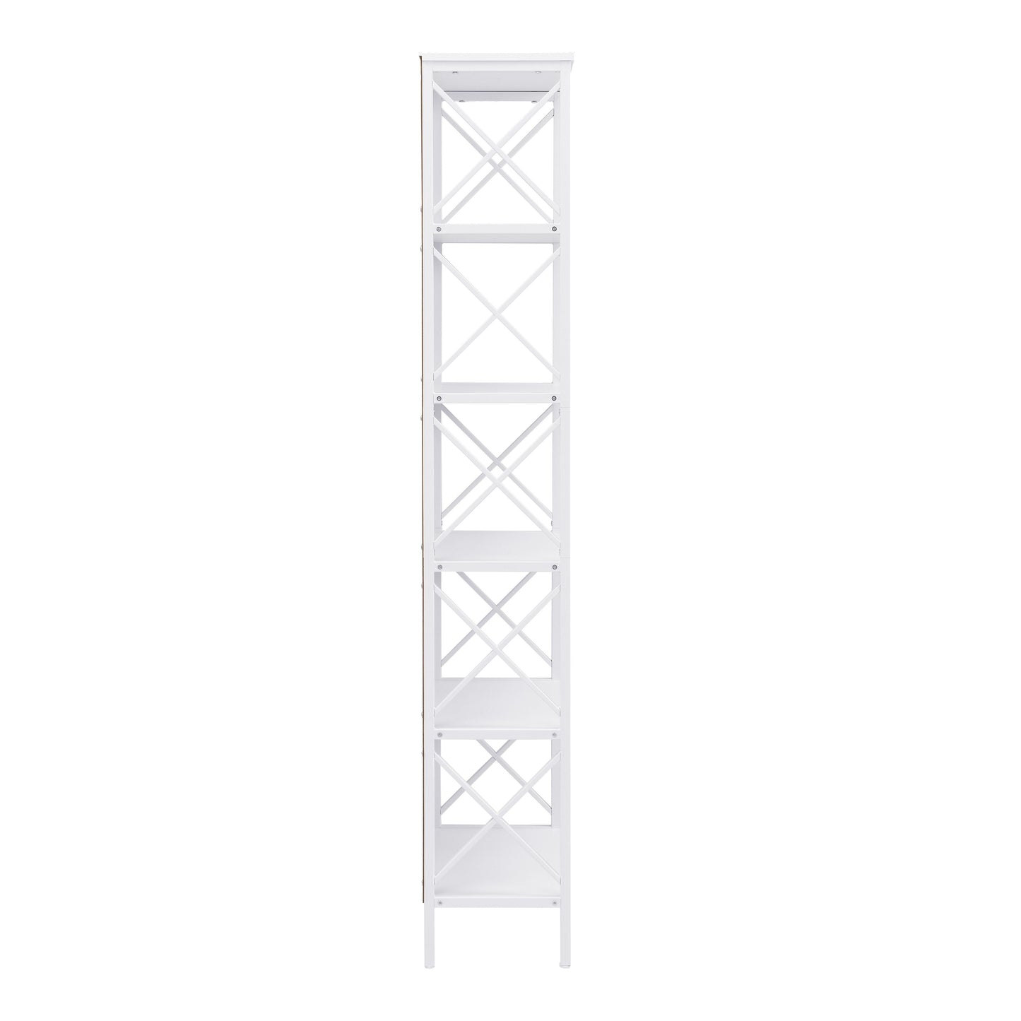 6-Tier Bookshelf – Sturdy Metal Frame, White Finish