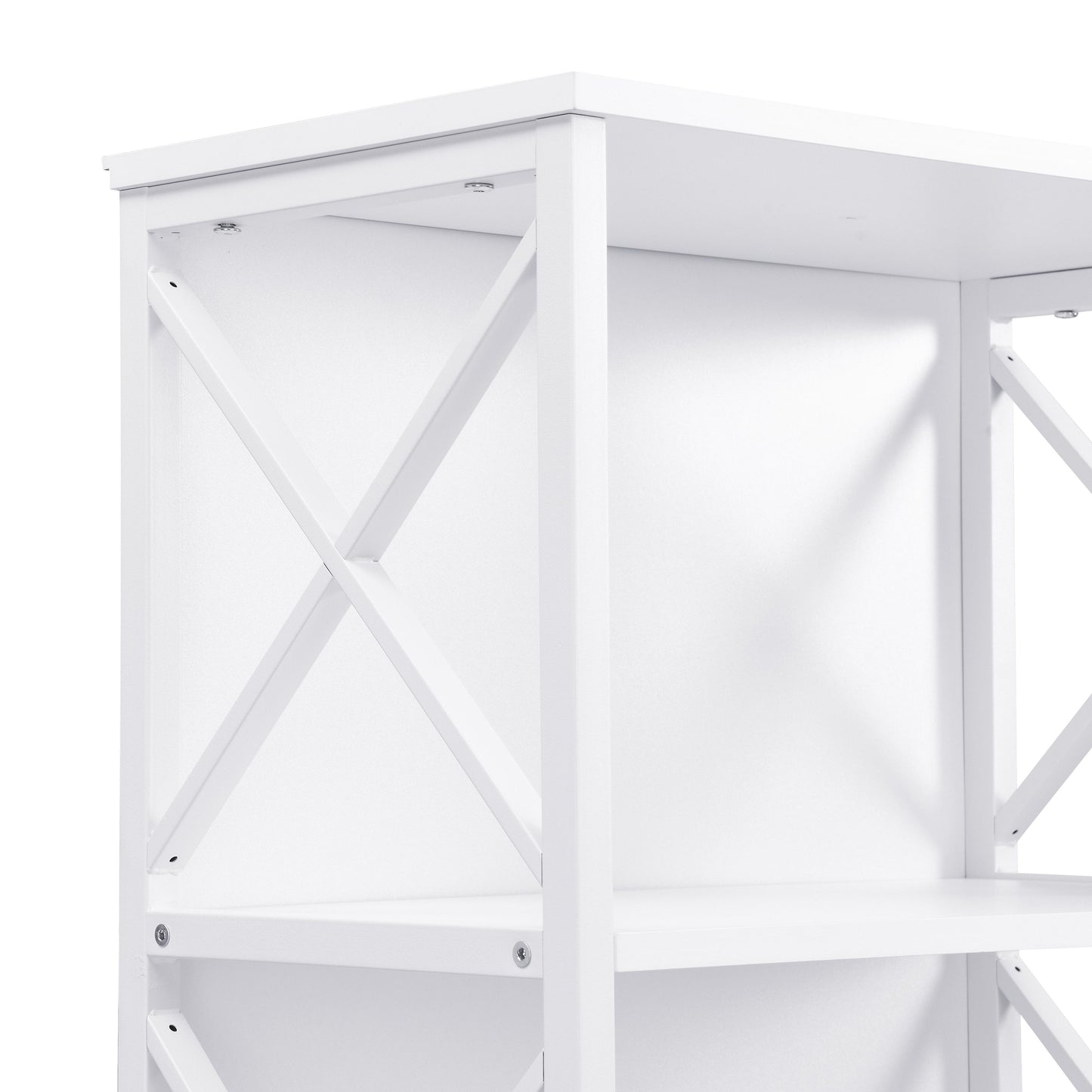 6-Tier Bookshelf – Sturdy Metal Frame, White Finish