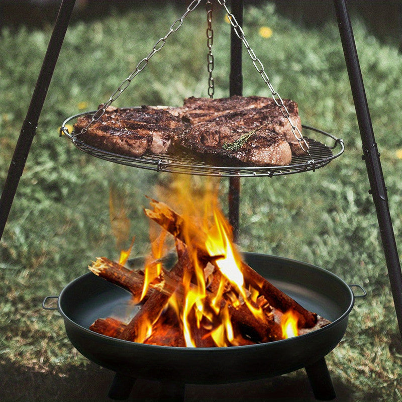 Outdoor Metal Fire Pit Bowl with Handles & Legs