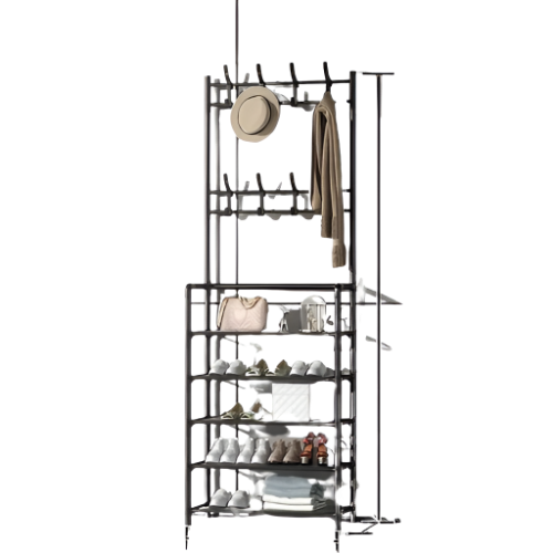 Shoe and Hat Rack – Free Standing Metal Floor Mount