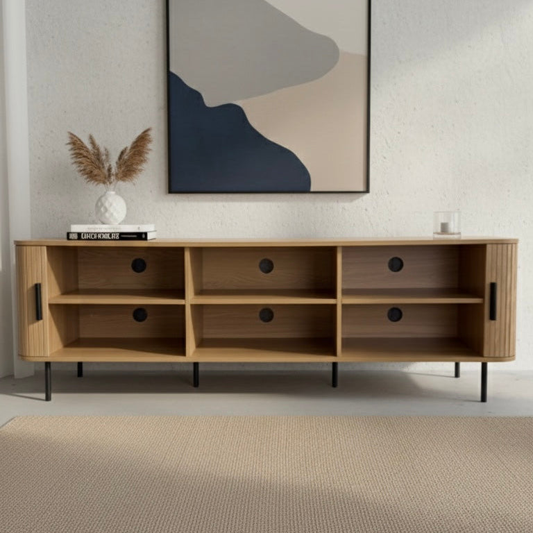 Florence Entertainment Unit – Tambour Doors, Natural Oak