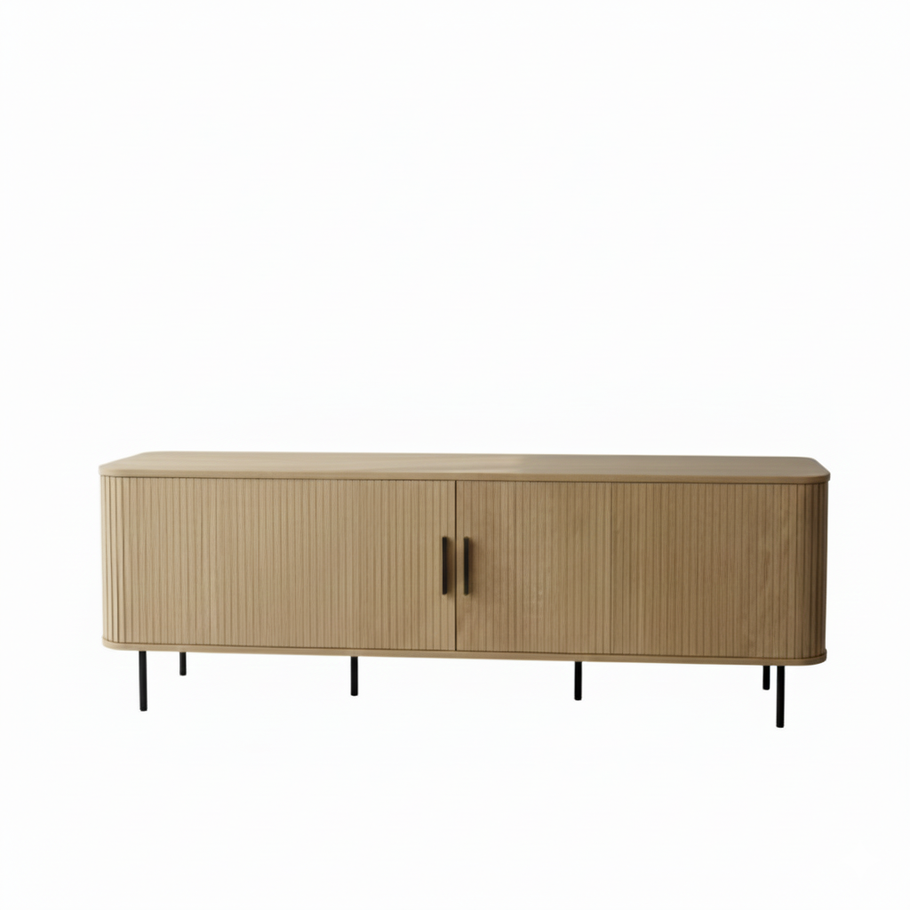 Florence Entertainment Unit – Tambour Doors, Natural Oak