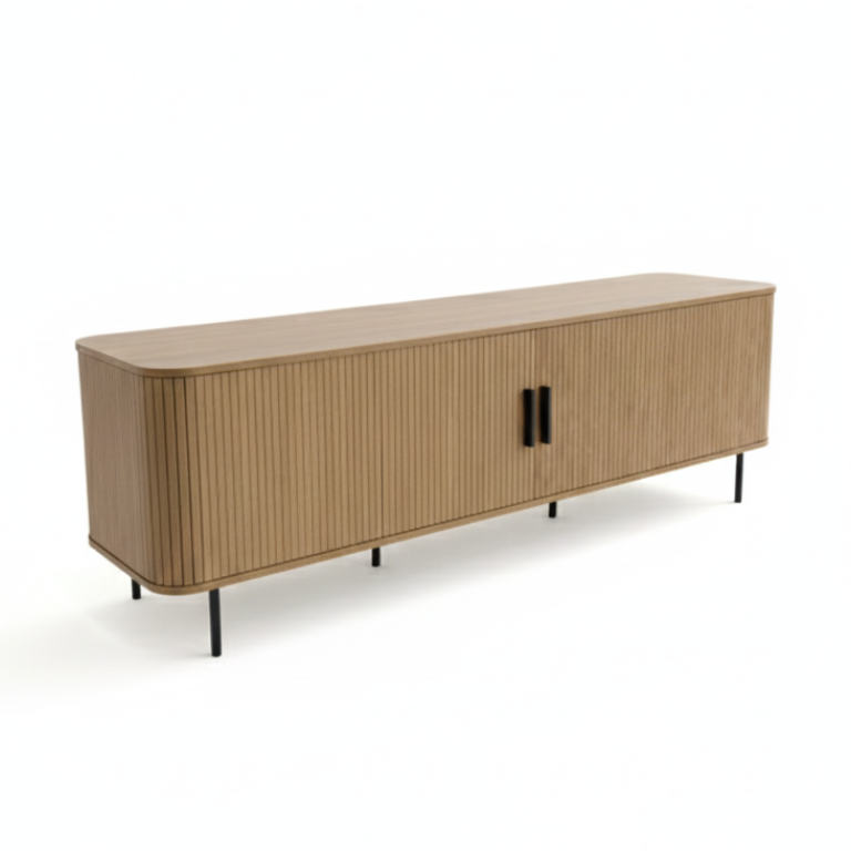 Florence Entertainment Unit – Tambour Doors, Natural Oak