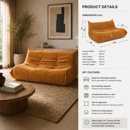 Flutto 2 Seater Lounge Chair – Yellow