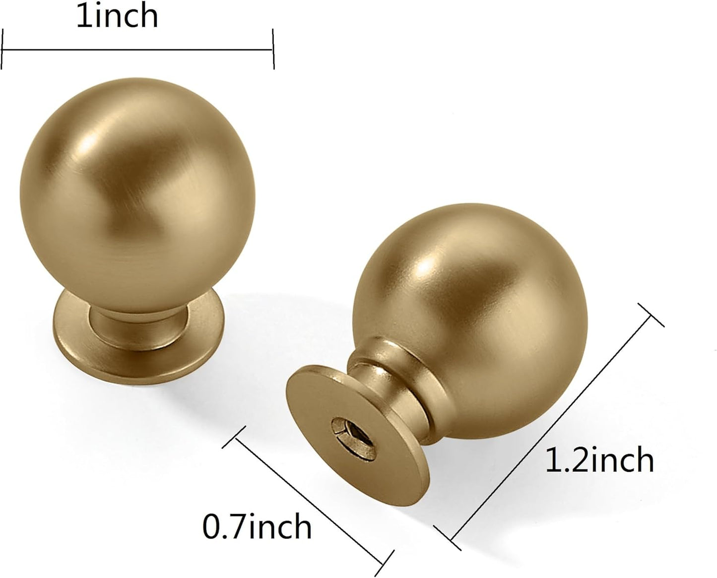 Vintage Ball Cabinet Knobs – 1 Inch, Champagne Bronze, Zinc Alloy, 10 Pack
